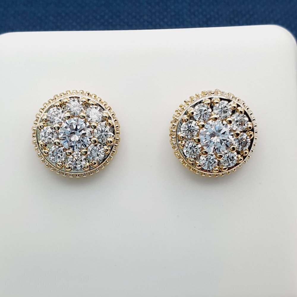 "14K Gold Plated Cubic Zircon Earrings, INUS1BR113